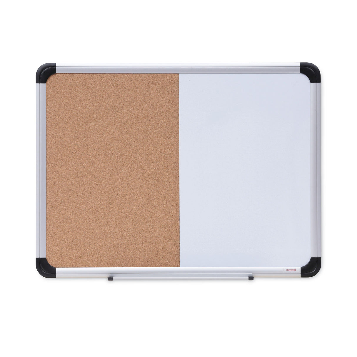 Universal Cork/Dry Erase Board, Melamine, 24 x 18, Tan/White Surface, Gray/Black Aluminum/Plastic Frame (UNV43742)