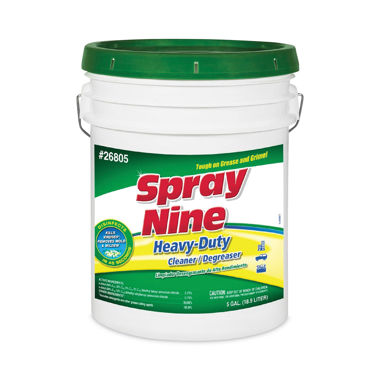 Spray Nine Heavy Duty Cleaner/Degreaser/Disinfectant, Citrus Scent, 5 gal Pail (26805)