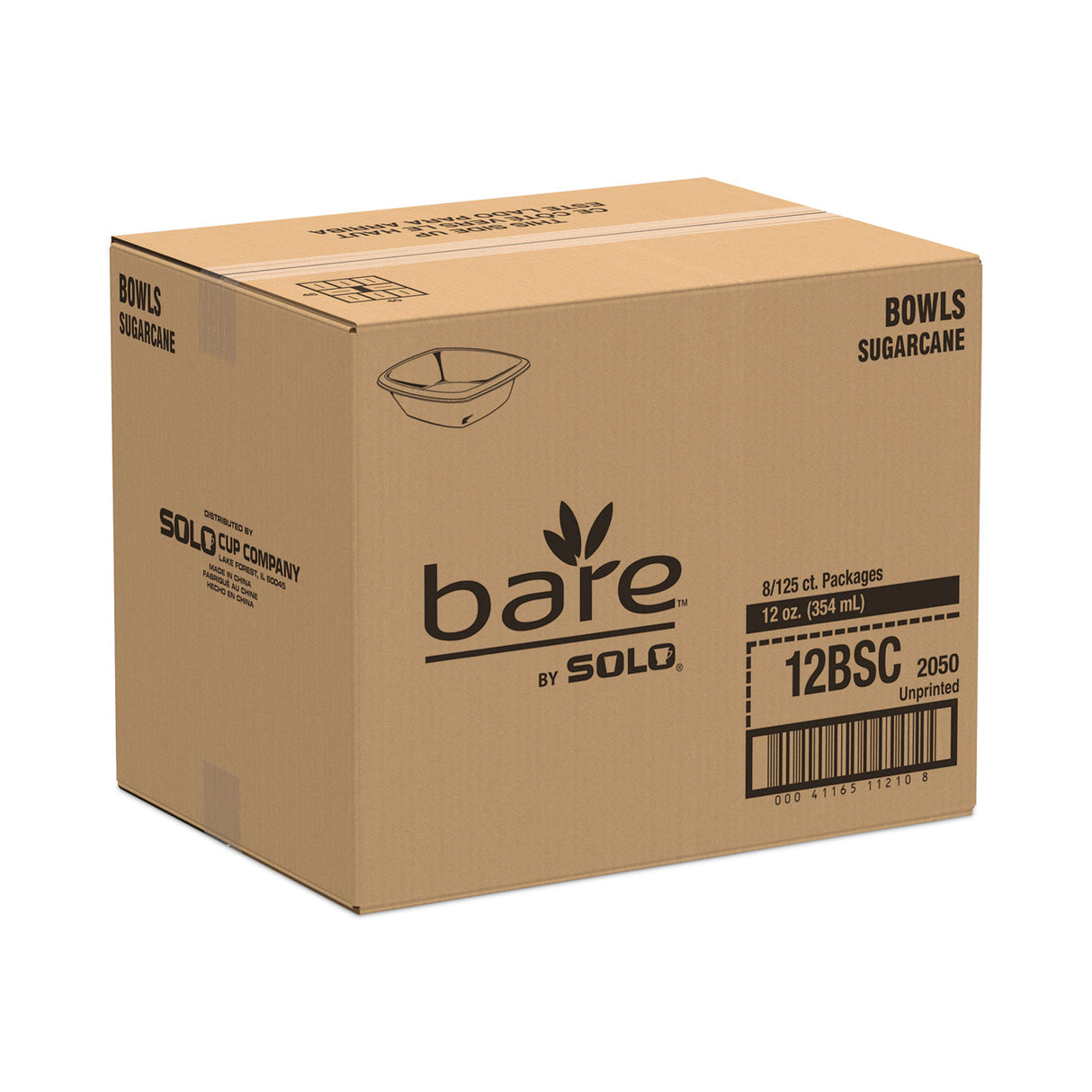 SOLO Bare Eco-Forward Sugarcane Dinnerware, ProPlanet Seal, Bowl, 12 oz, Ivory, 125/Pack, 8 Packs/Carton (12BSC)