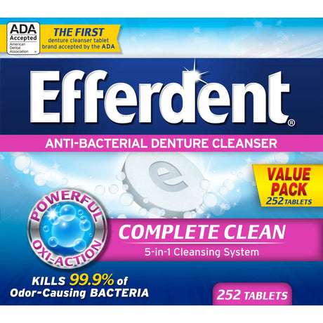 Efferdent Denture Cleanser Tablets (252 ct) | Anti-Bacterial Daily Clean Prestige
