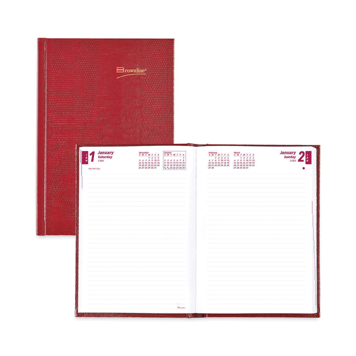 Brownline Daily/Monthly Planner, 8.25 x 5.75, Red Cover, 12-Month (Jan to Dec): 2025 (CB389RED)