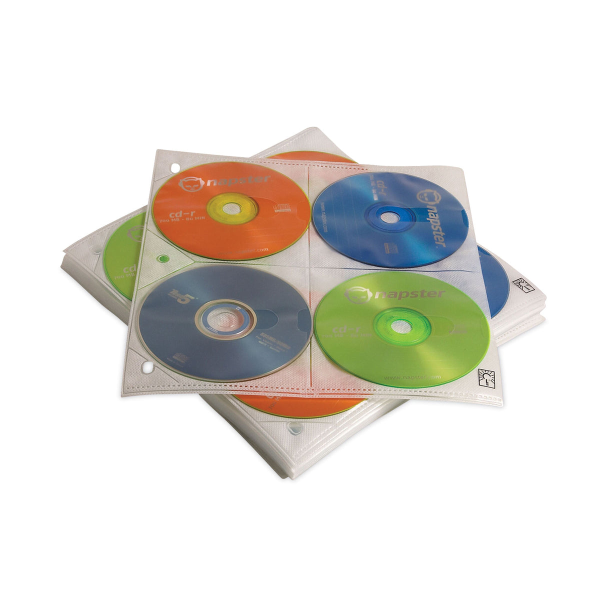 Case Logic Two-Sided CD Storage Sleeves for Ring Binder, 8 Disc Capacity, Clear, 25 Sleeves (3200366)