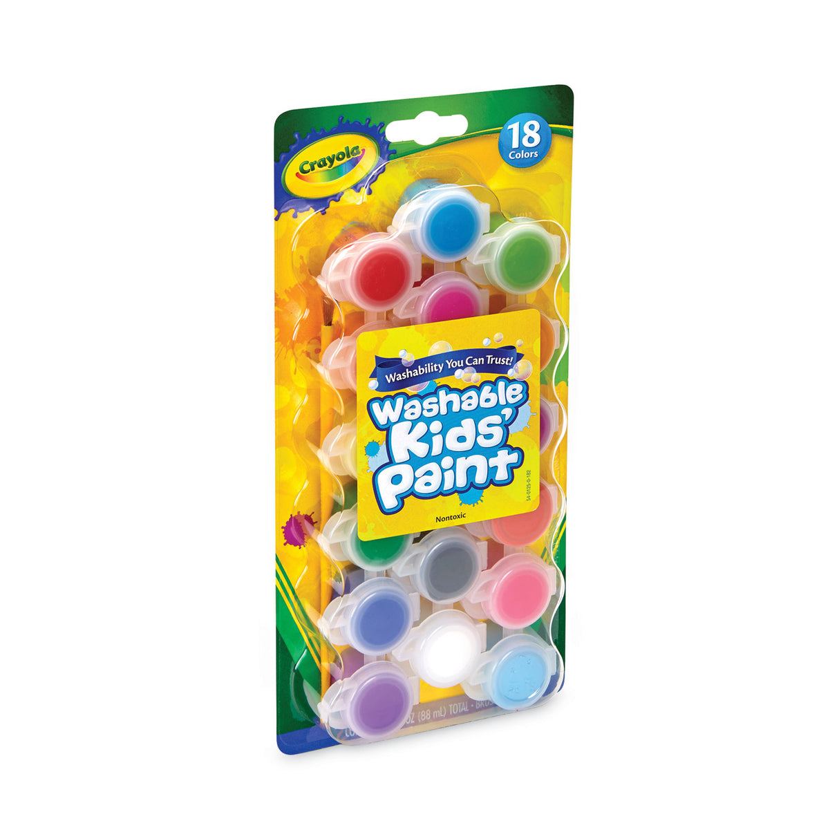 Crayola Washable Paint, 18 Assorted Colors, Interconnected 3 oz Cups (540125)