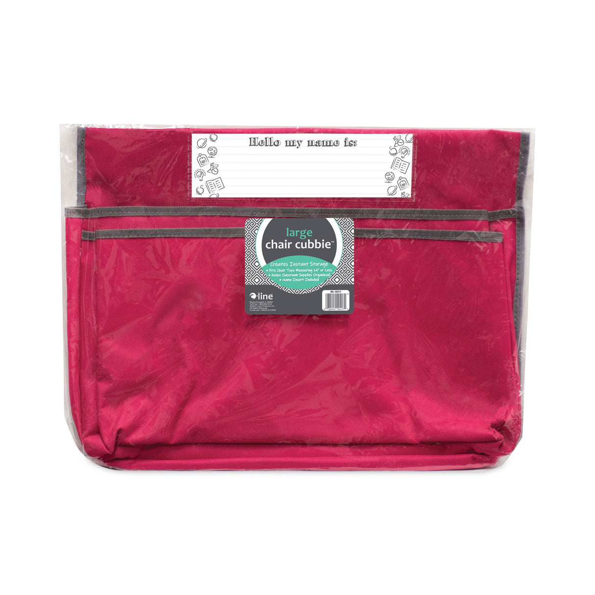C-Line Chair Cubbies for Most Classroom Chair Styles, Large, 18 x 13.25, Fabric/Vinyl, Sunset Red (10417)