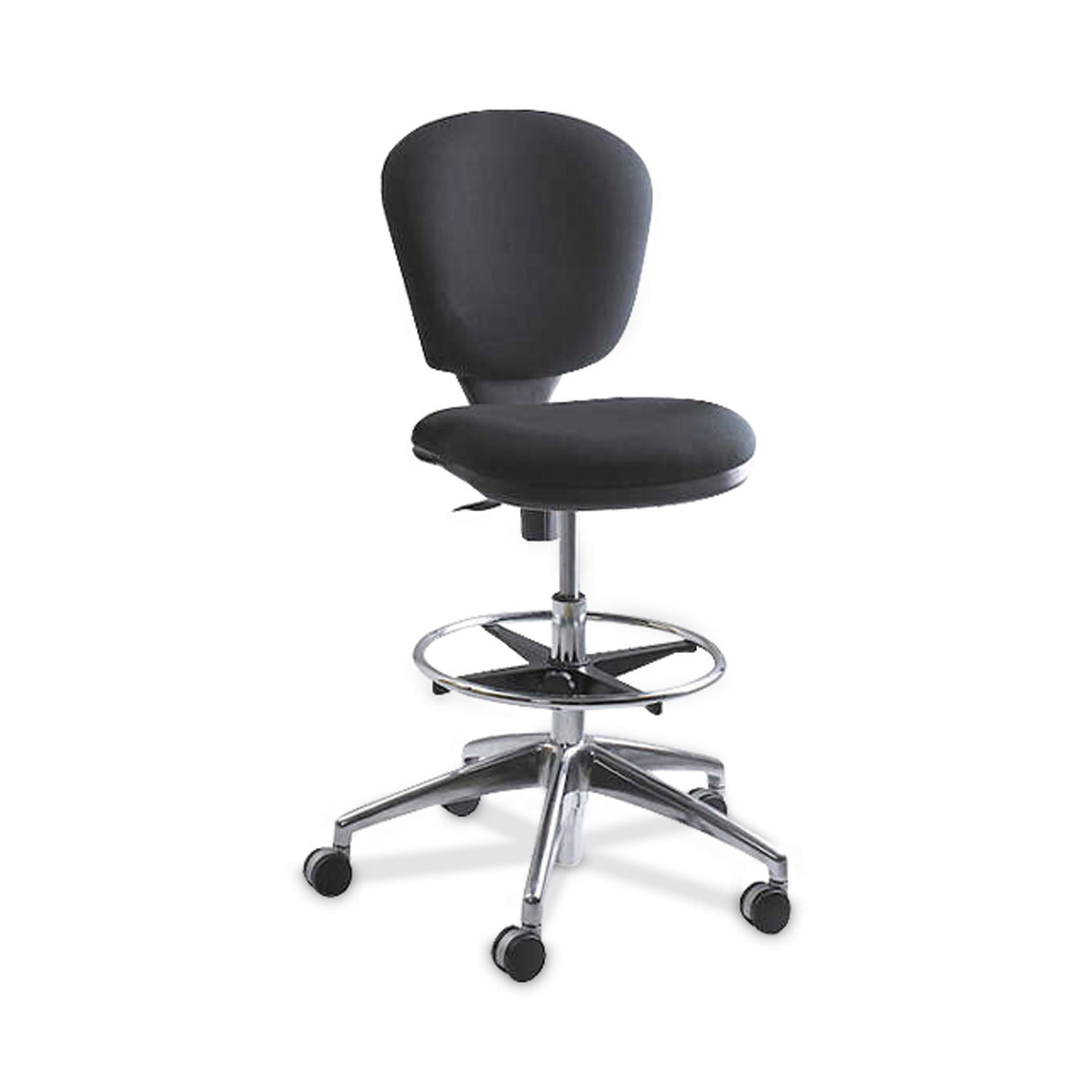 Safco Metro Collection Extended-Height Chair, Supports Up to 250 lb, 23" to 33" Seat Height, Black Seat/Back, Chrome Base (3442BL)