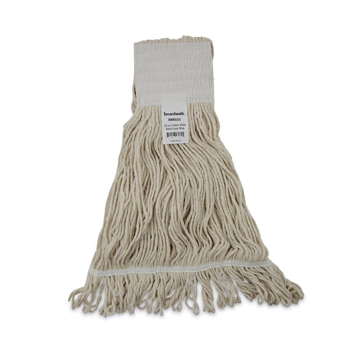BoardwalkÂ® 24 oz Cotton Loop Mop Head, Saddleback Head, White, 12 Mops (BWK524C)