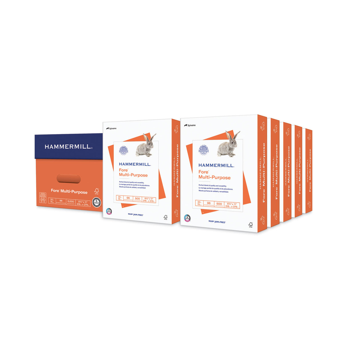 Hammermill Fore Multipurpose Print Paper, 96 Bright, 20 lb Bond Weight, 8.5 x 11, White, 500 Sheets/Ream, 10 Reams/Carton (103267)