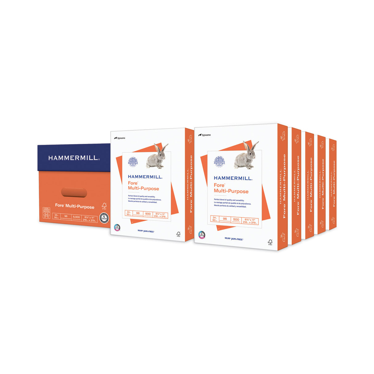 Hammermill Fore Multipurpose Print Paper, 96 Bright, 24 lb Bond Weight, 8.5 x 11, White, 500 Sheets/Ream, 10 Reams/Carton (103283)