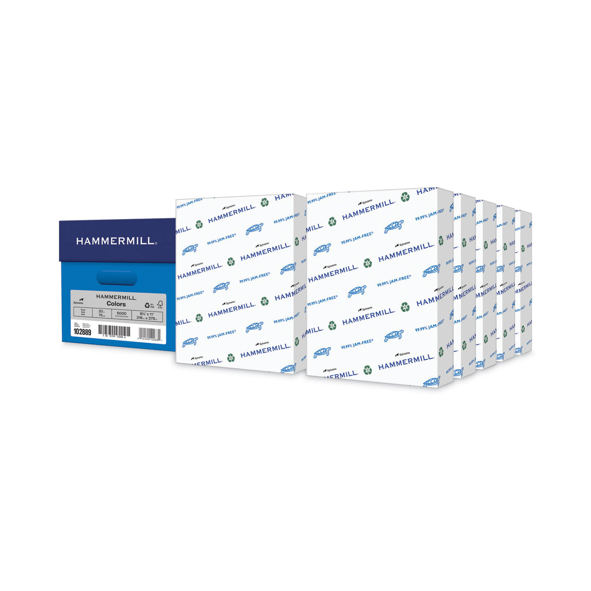 Hammermill Colors Print Paper, 20 lb Bond Weight, 8.5 x 11, Gray, 500 Sheets/Ream, 10 Reams/Carton (102889CT)
