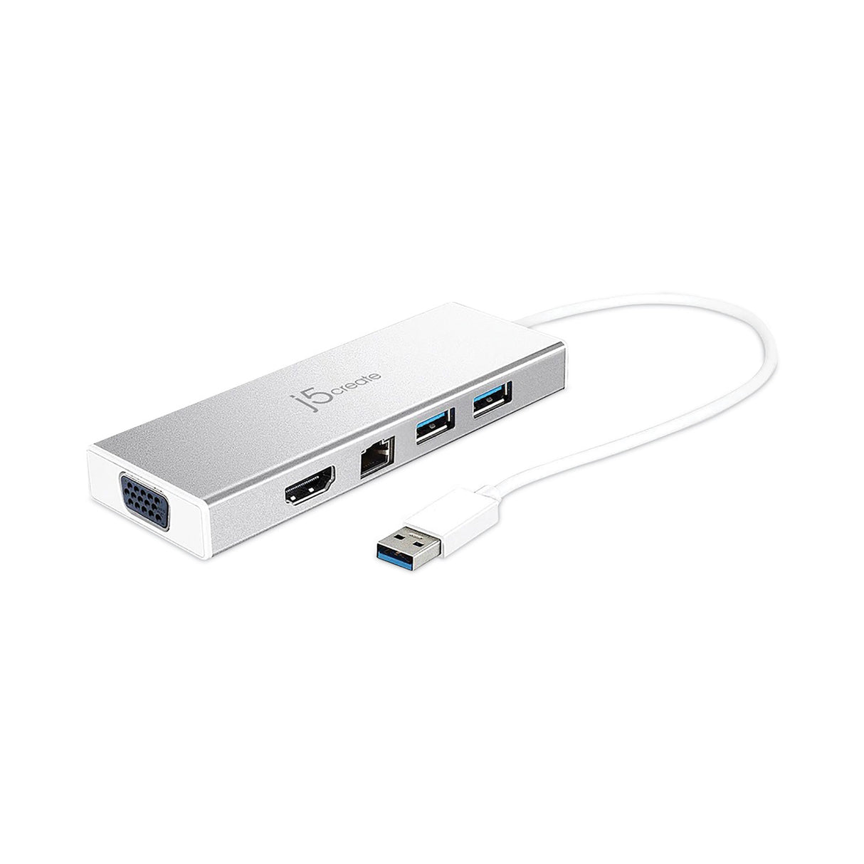 j5create Dual Monitor Docking Station for PC/Mac, Silver (JUD380)