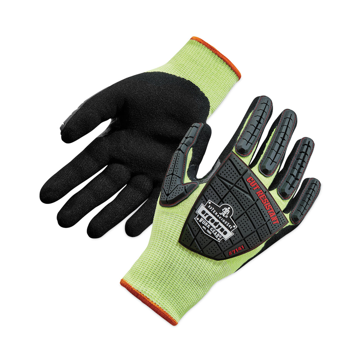 ergodyne ProFlex 7141 ANSI A4 DIR Nitrile-Coated CR Gloves, Lime, Small, 72 Pairs/Pack (17832)
