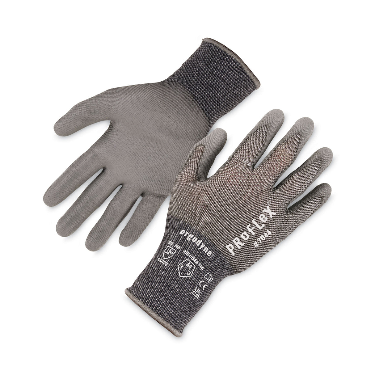 ergodyne ProFlex 7044 ANSI A4 PU Coated CR Gloves, Gray, X-Large, 12 Pairs/Pack (10485)