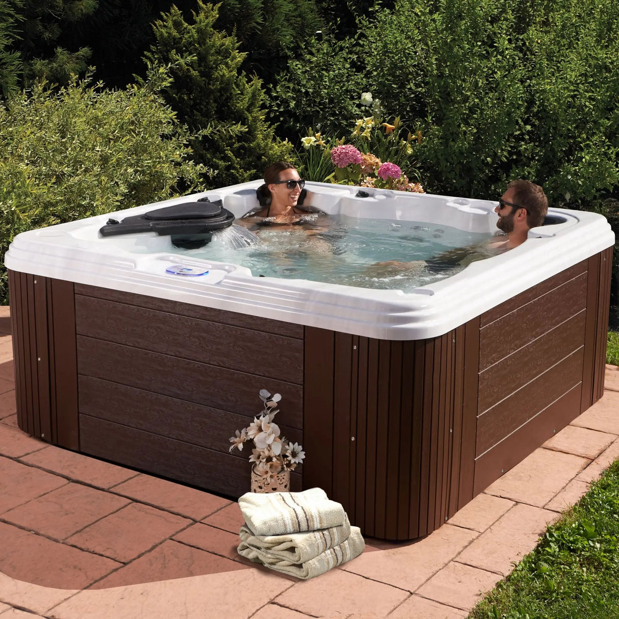 Celestial Spas Villa Hot Tub (7-Person, 60 Jets) | Luxurious White/Silver Marble Relaxation Celestial Spas