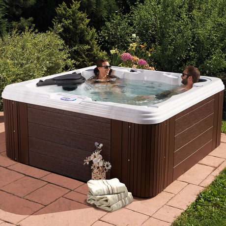 Celestial Spas Villa Hot Tub (7-Person, 60 Jets) | Luxurious White/Silver Marble Relaxation Celestial Spas
