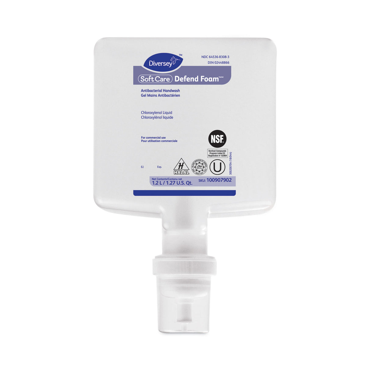 Diversey Soft Care Defend Foam Handwash Refill, Fragrance-Free, 1.2 L, 6/Carton (100907902)