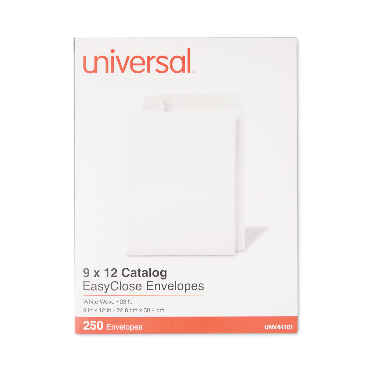 Universal EasyClose Catalog Envelope, #10 1/2, Square Flap, Self-Adhesive Closure, 9 x 12, White, 250/Box (UNV44101)