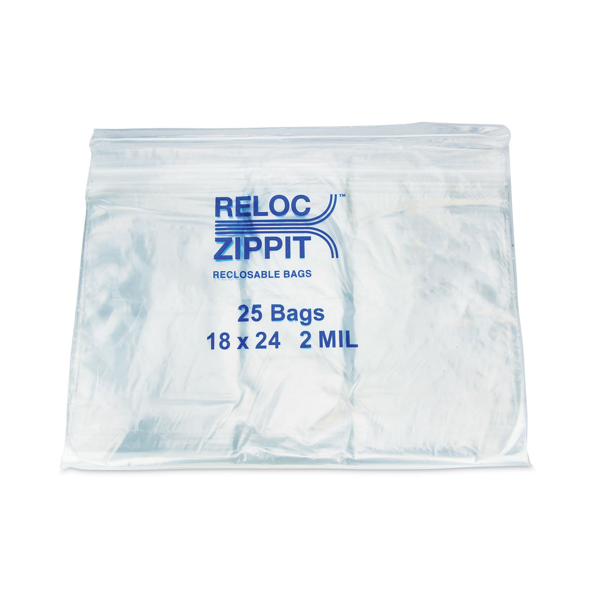 BagCo Zippit Resealable Bags, 2 mil, 18 x 24, Clear, 25 Bags/Pack, 10 Packs/Carton (MGZ2P1824)