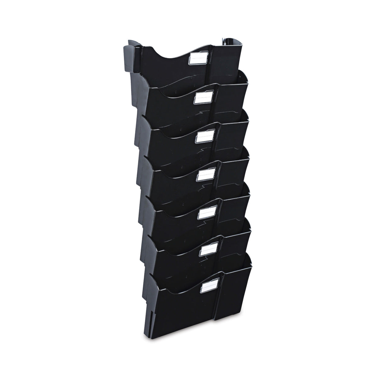 Universal Grande Central Filing System, 7 Sections, Legal/Letter Size, Wall Mount, 16" x 4.75" x 38.25", Black, 7/Pack (UNV08174)