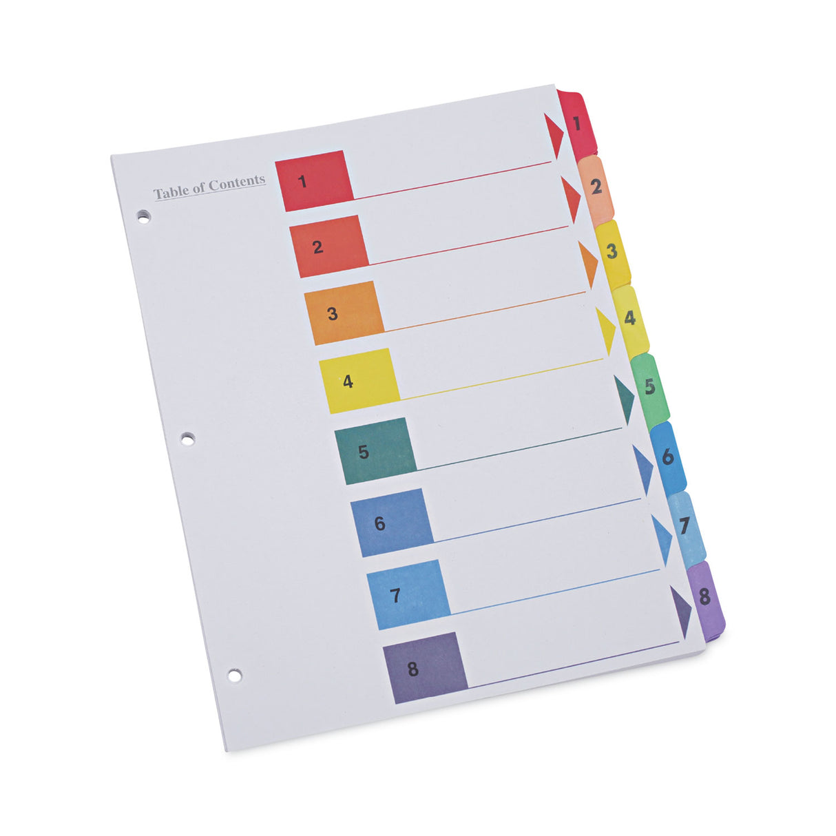 Universal Deluxe Table of Contents Dividers for Printers, 8-Tab, 1 to 8; Table Of Contents, 11 x 8.5, White, 6 Sets (UNV24802)