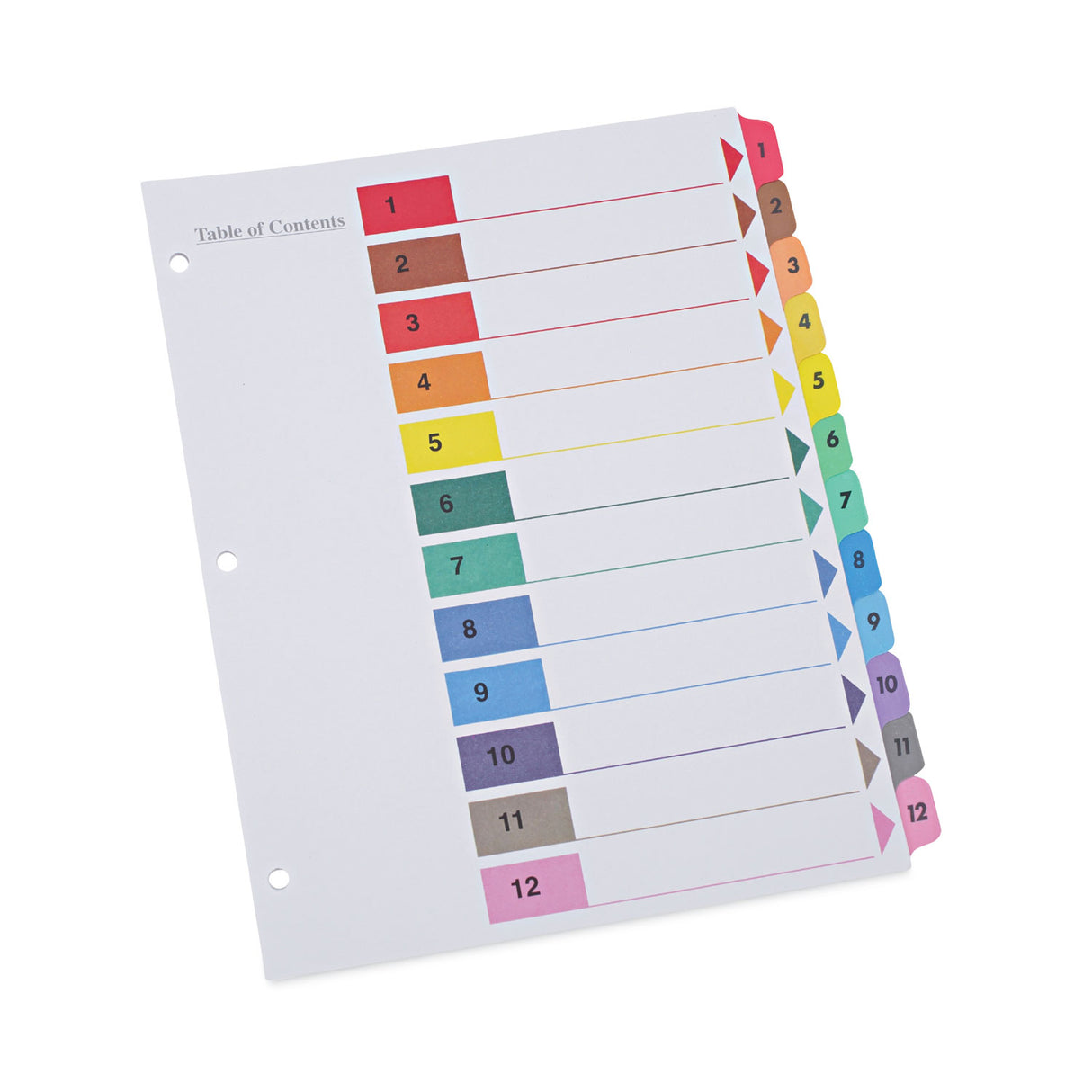 Universal Deluxe Table of Contents Dividers for Printers, 12-Tab, 1 to 12; Table Of Contents, 11 x 8.5, White, 6 Sets (UNV24806)