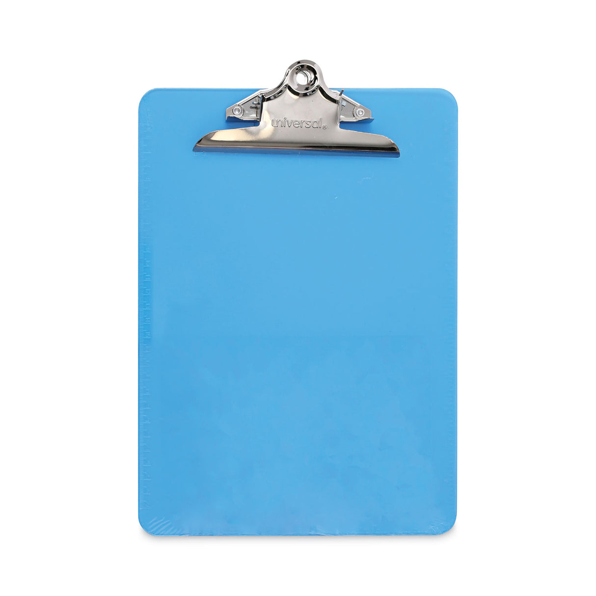 Universal Plastic Clipboard with High Capacity Clip, 1.25" Clip Capacity, Holds 8.5 x 11 Sheets, Translucent Blue (UNV40307)