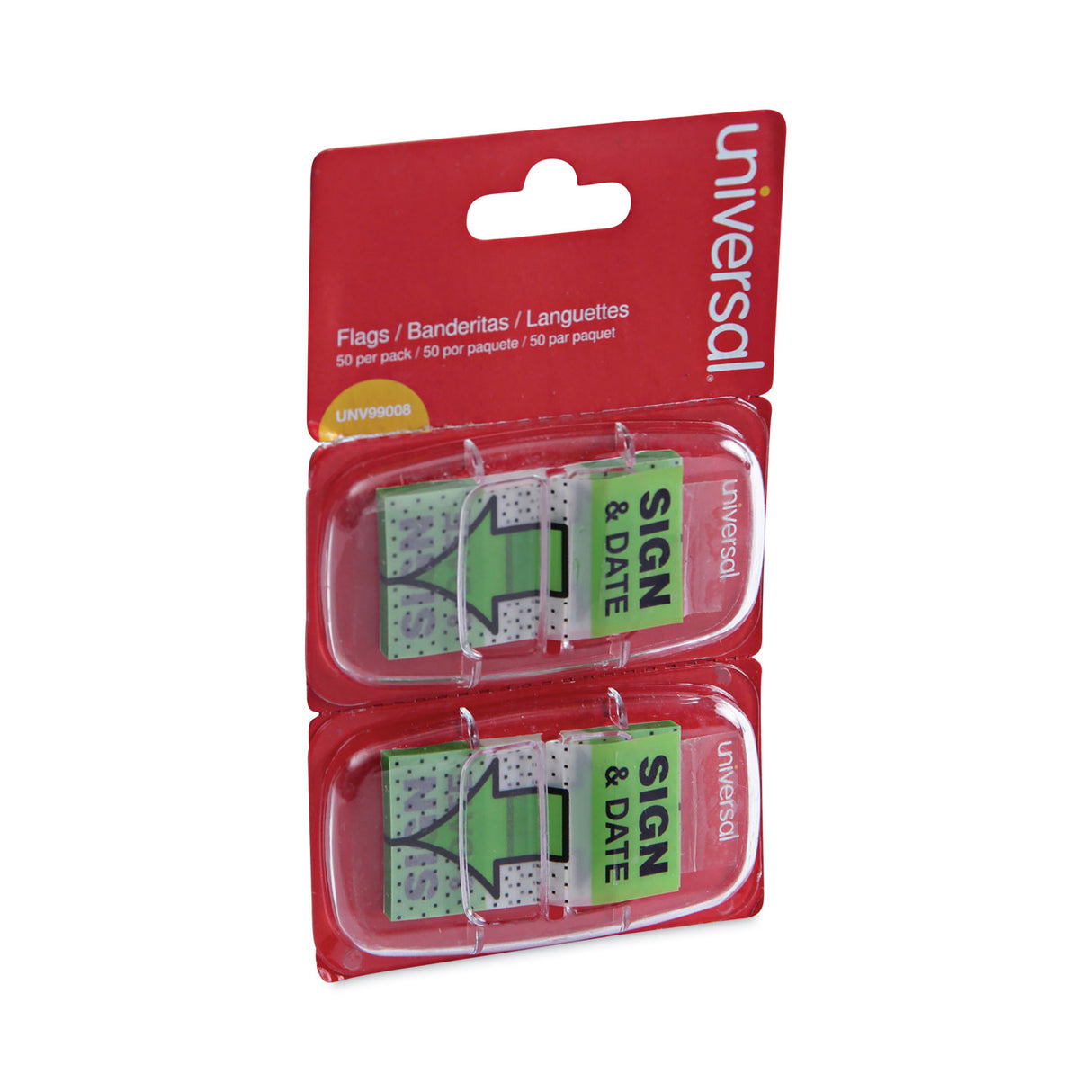 Universal Deluxe Message Arrow Flags, "Sign and Date", Green, 100/Pack (UNV99008)