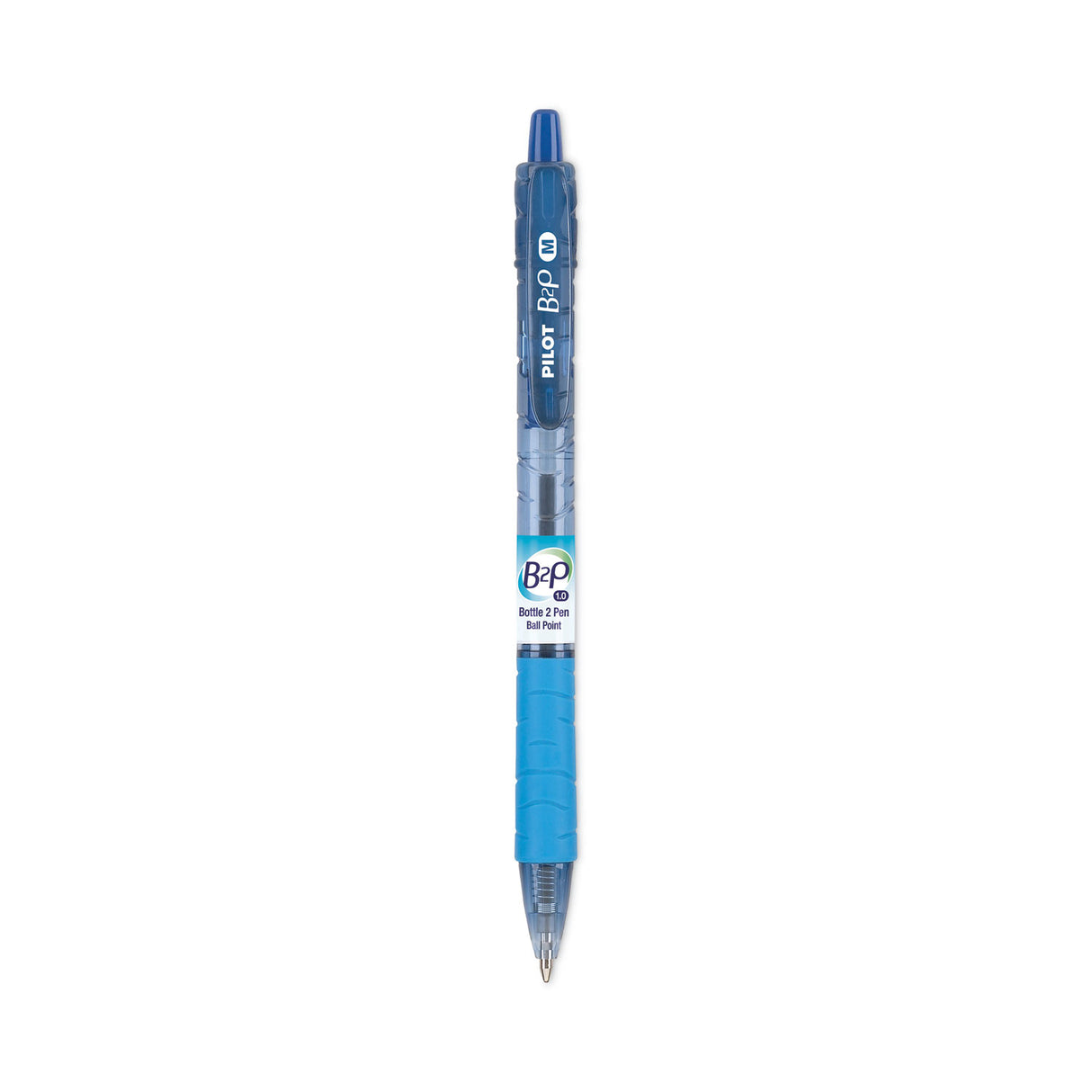 Pilot B2P Bottle-2-Pen Recycled Ballpoint Pen, Retractable, Medium 1 mm, Blue Ink, Translucent Blue Barrel, Dozen (32801)
