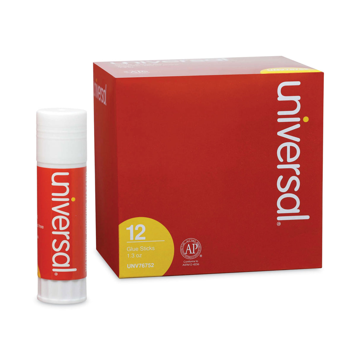 Universal Glue Stick, 1.3 oz, Applies and Dries Clear, 12/Pack (UNV76752)