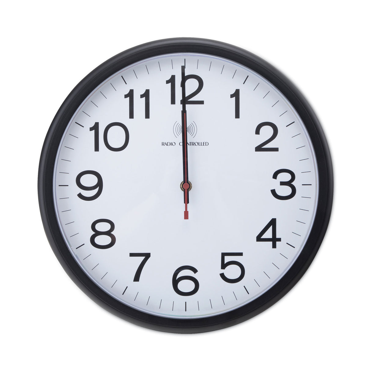 Universal Deluxe 13 1/2" Indoor/Outdoor Atomic Clock, 13.5" Overall Diameter, Black Case, 1 AA (sold separately) (UNV10417)