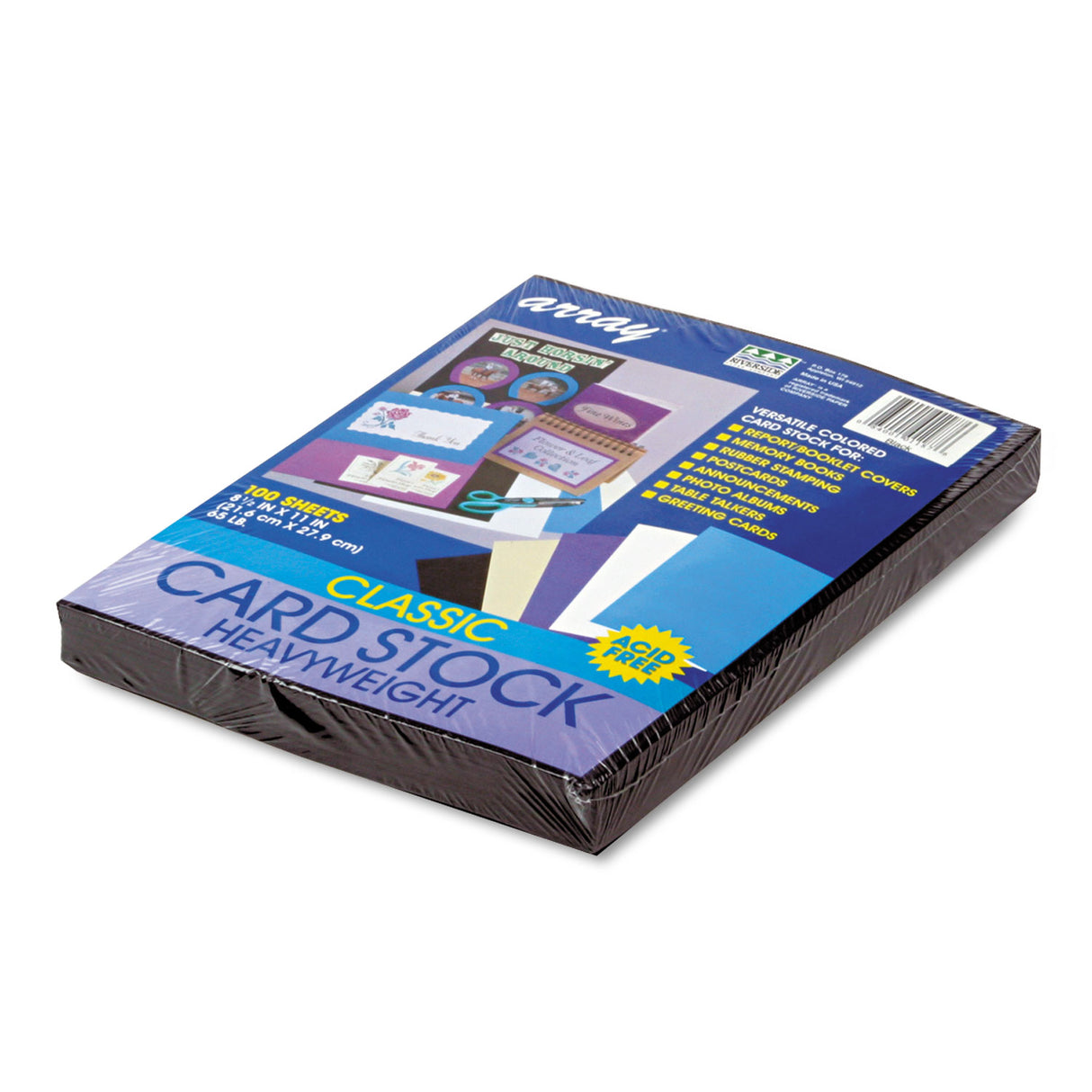Pacon Array Card Stock, 65 lb Cover Weight, 8.5 x 11, Black, 100/Pack (101187)
