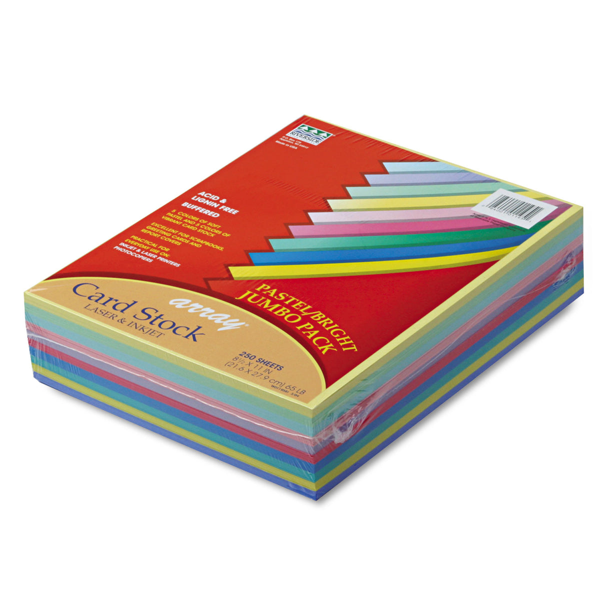 Pacon Array Card Stock, 65 lb Cover Weight, 8.5 x 11, Assorted, 250/Pack (101195)