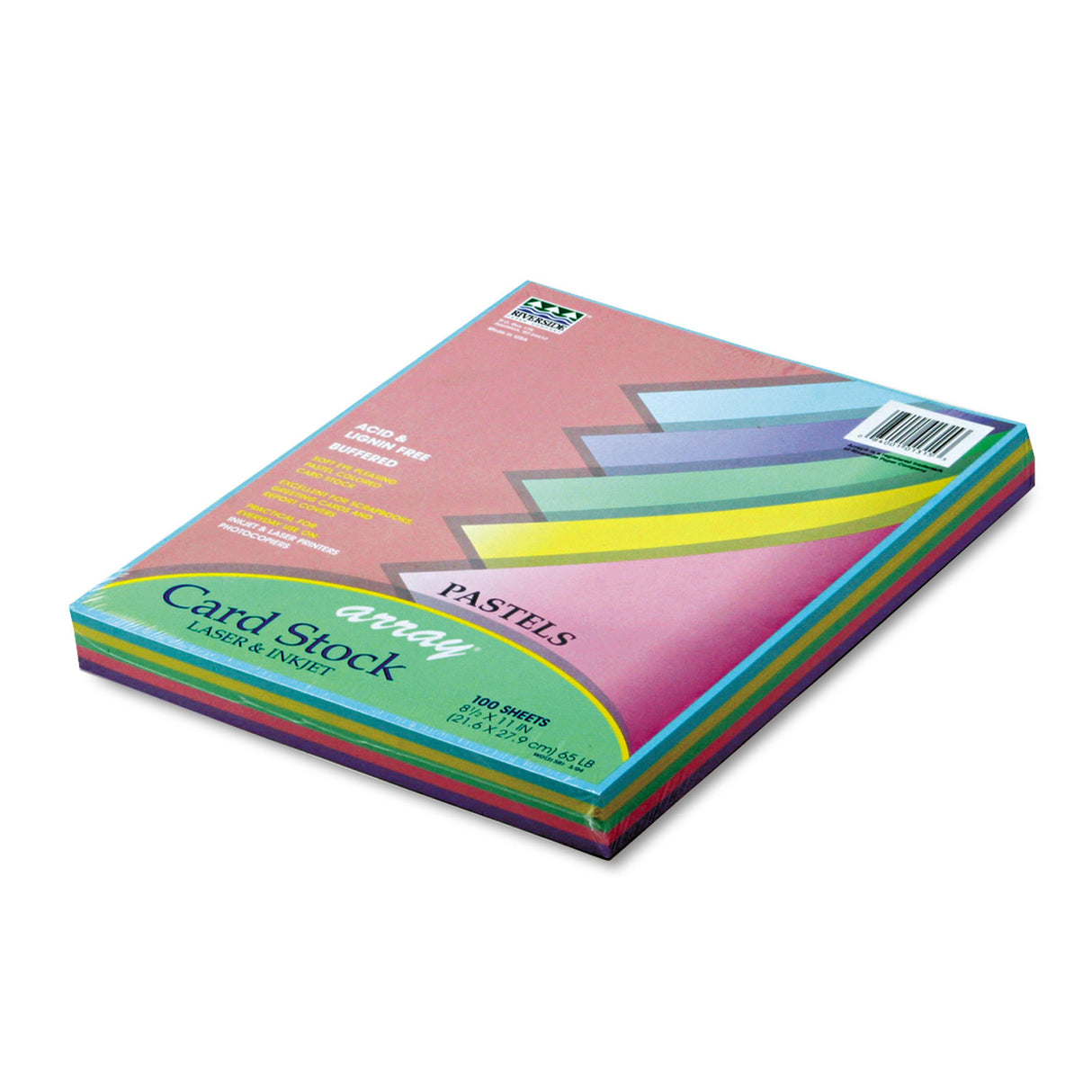 Pacon Array Card Stock, 65 lb Cover Weight, 8.5 x 11, Assorted Pastel Colors, 100/Pack (101315)