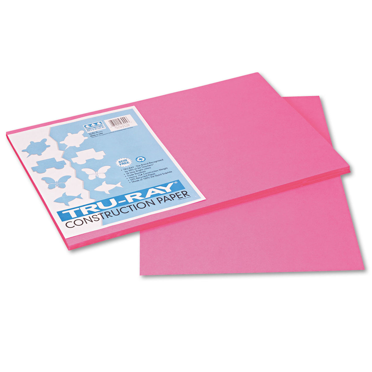 Pacon Tru-Ray Construction Paper, 76 lb Text Weight, 12 x 18, Shocking Pink, 50/Pack (103045)