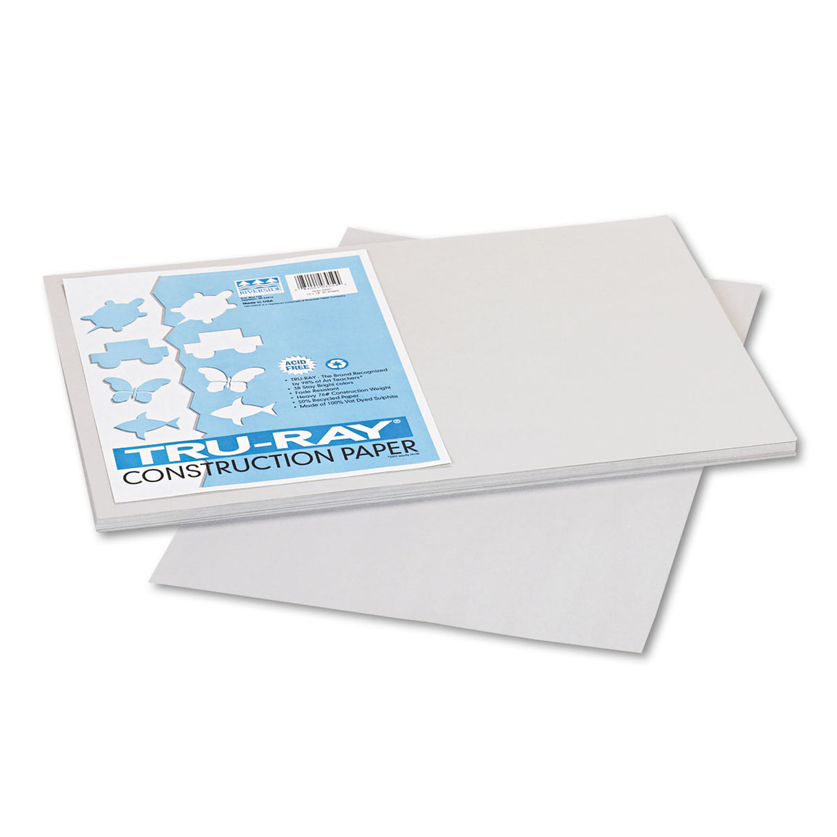 Pacon Tru-Ray Construction Paper, 76 lb Text Weight, 12 x 18, Gray, 50/Pack (103059)