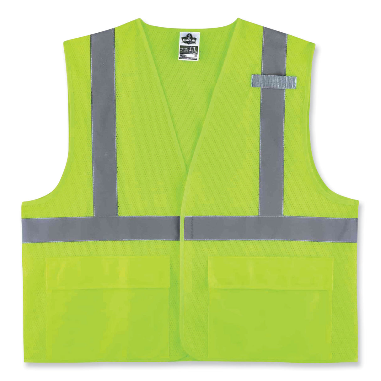 ergodyne GloWear 8220HL Class 2 Standard Mesh Hook and Loop Vest, Polyester, Large/X-Large, Lime (21145)