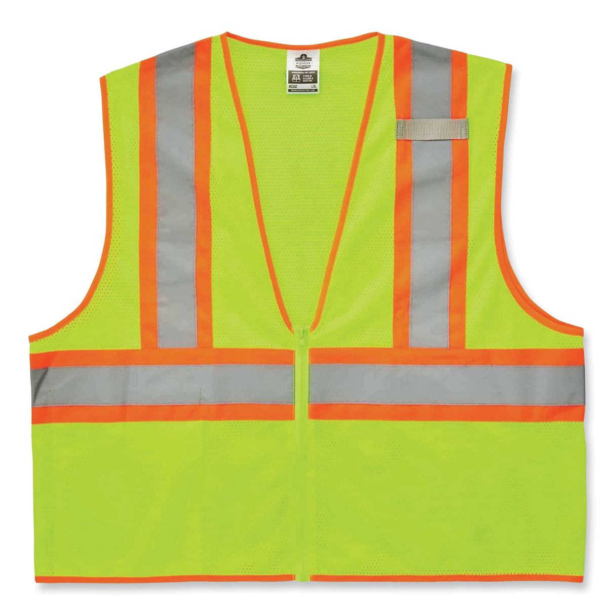 ergodyne GloWear 8229Z Class 2 Economy Two-Tone Zipper Vest, Polyester, X-Small, Lime (21291)