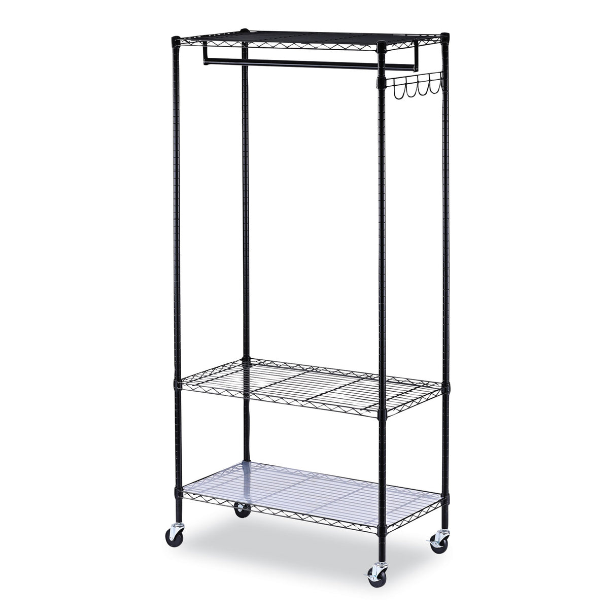 Alera Wire Shelving Garment Rack, 30 Garments, 36w x 18d x 75h, Black (ALEGR363618BL)
