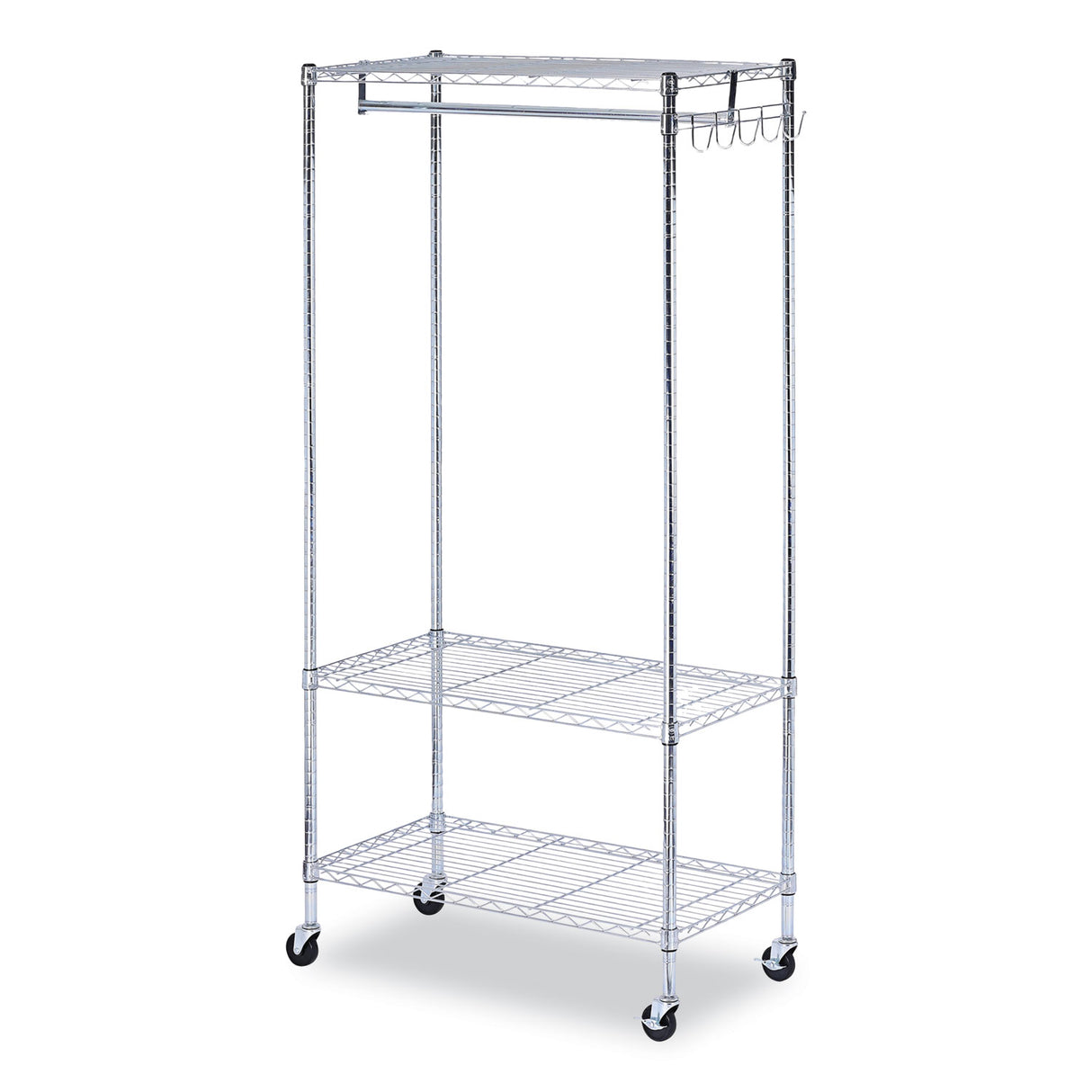 Alera Wire Shelving Garment Rack, 30 Garments, 36w x 18d x 75h, Silver (ALEGR363618SR)