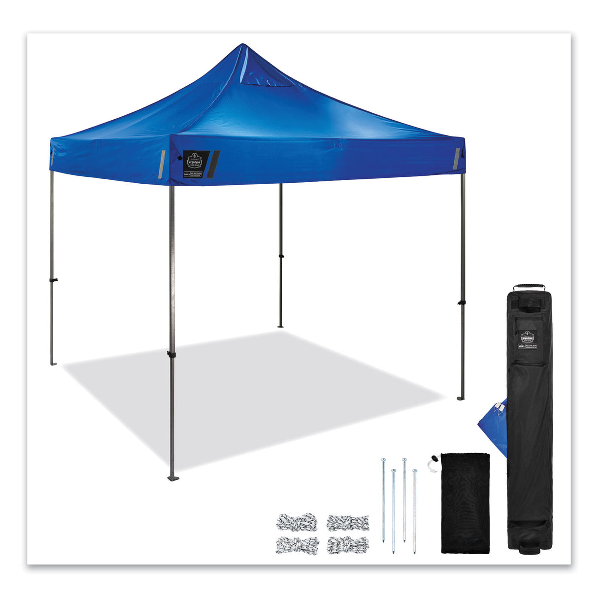 ergodyne Shax 6000 Heavy-Duty Pop-Up Tent, Single Skin, 10 ft x 10 ft, Polyester/Steel, Blue (12905)