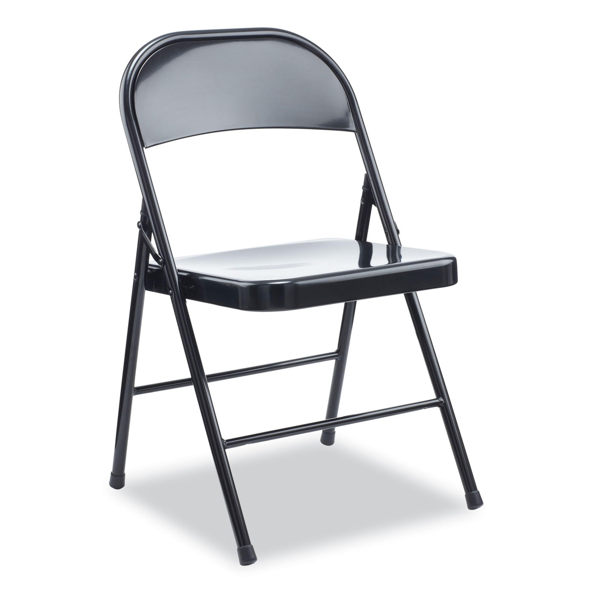 Alera Armless Steel Folding Chair, Supports Up to 275 lb, Black Seat, Black Back, Black Base, 4/Carton (ALECA941)
