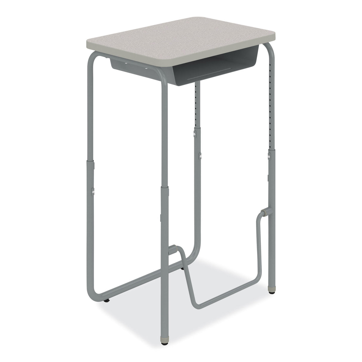 Safco AlphaBetter 2.0 Height-Adjustable Student Desk with Pendulum Bar and Book Box, 27.75 x 19.75 x 29 to 43, Pebble Gray (1224GR)