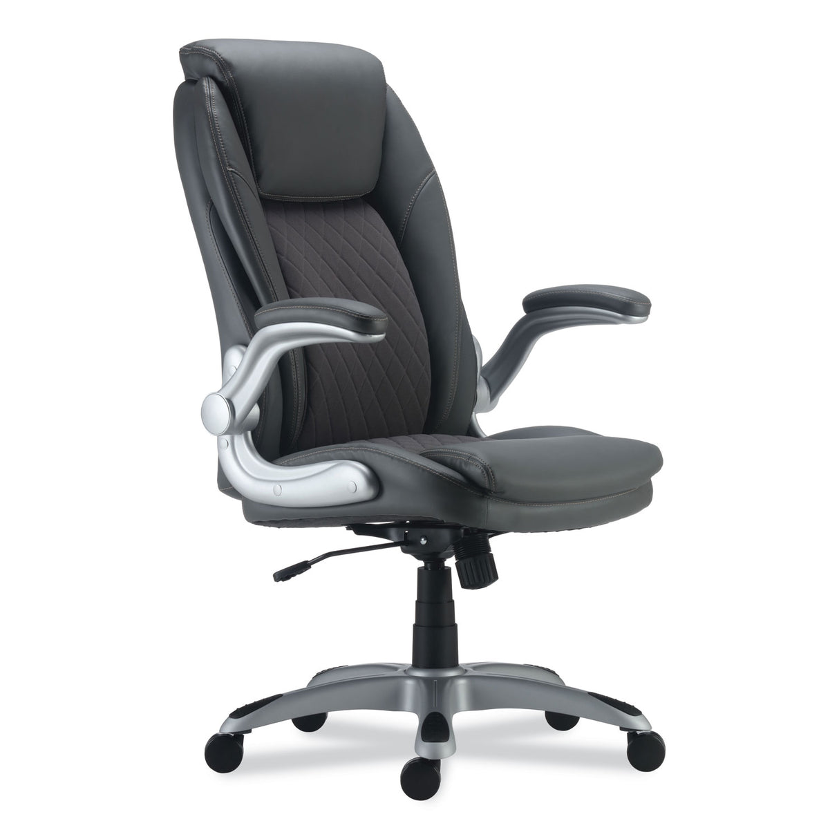Alera Leithen Bonded Leather Midback Chair, Supports Up to 275 lb, Gray Seat/Back, Silver Base (ALELT4219)