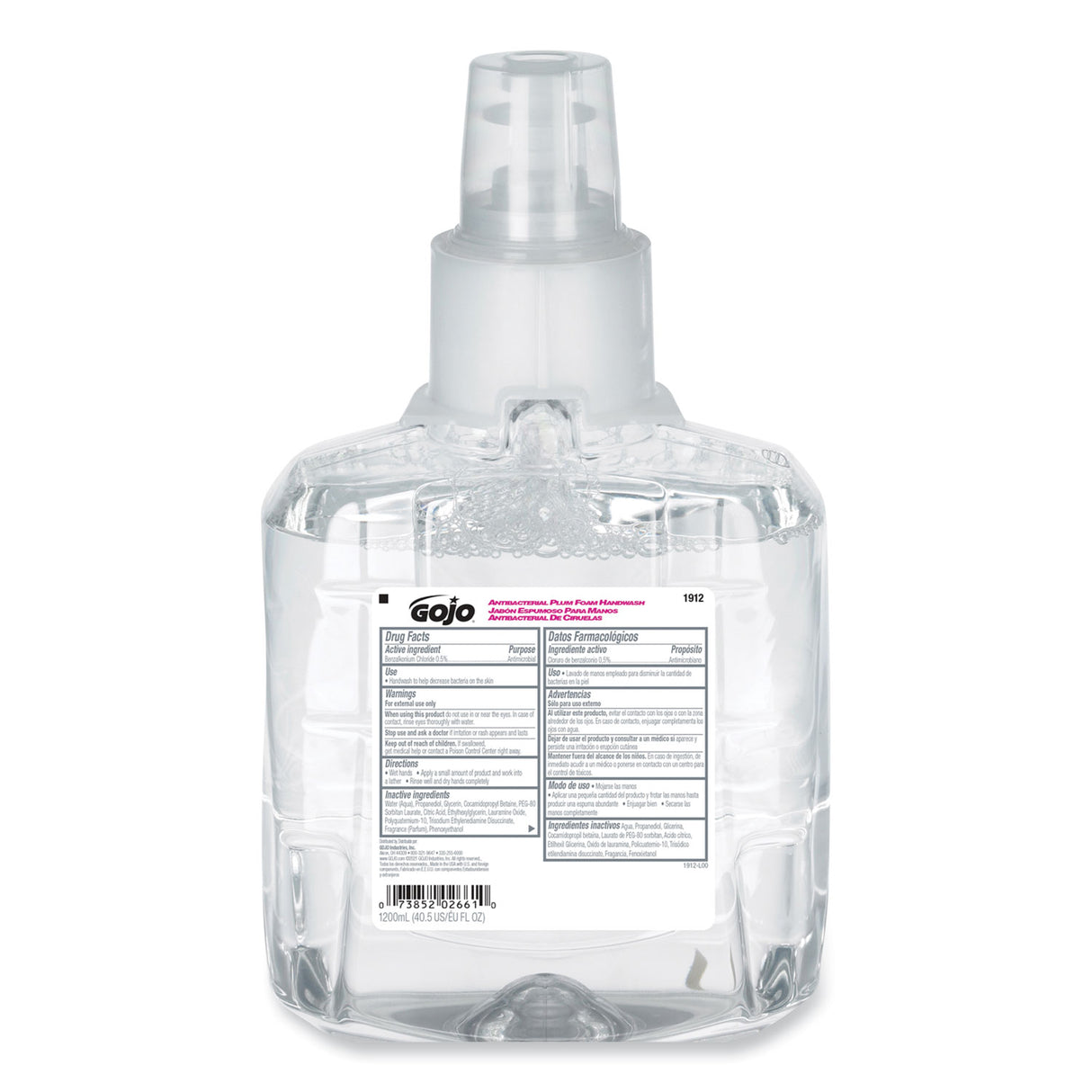 GOJO Antibacterial Foam Hand Wash Refill, For LTX-12 Dispenser, Plum Scent, 1,200 mL (191202EA)