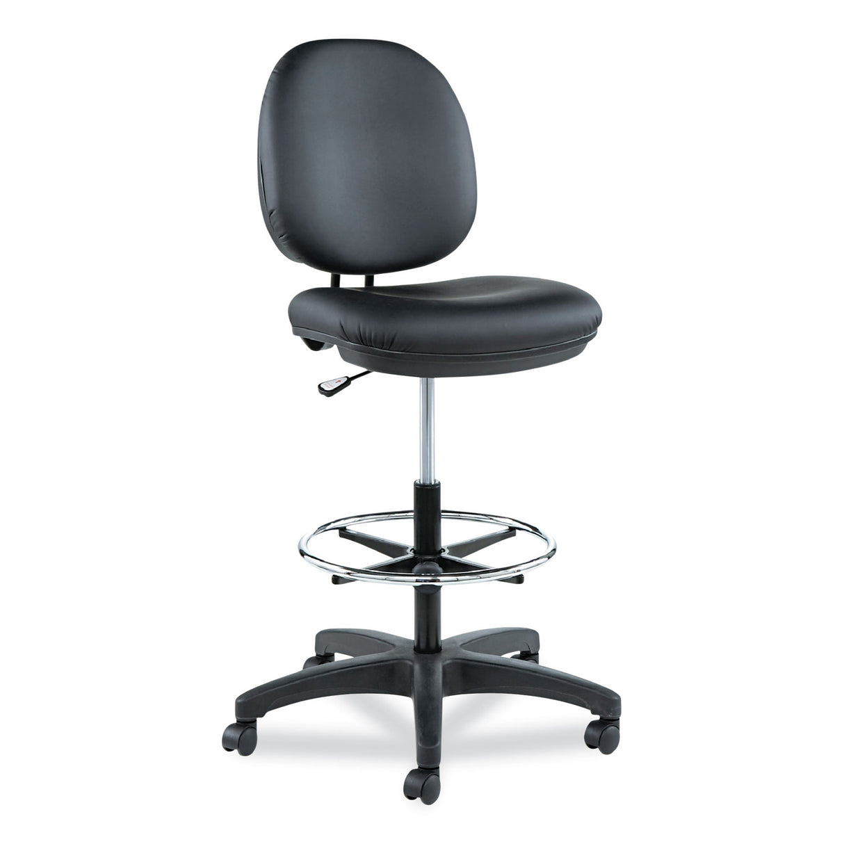 Alera Interval Series Swivel Task Stool, Supports Up to 275 lb, 23.93" to 34.53" Seat Height, Black Faux Leather (ALEIN4616)