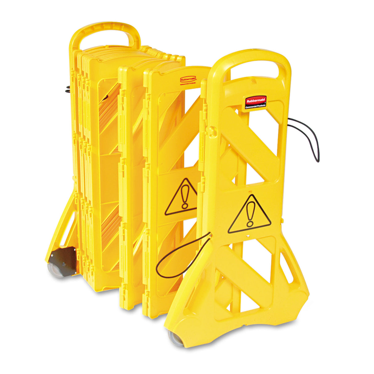 Rubbermaid Commercial Portable Mobile Safety Barrier, Plastic, 13 ft x 40", Yellow (9S1100YEL)