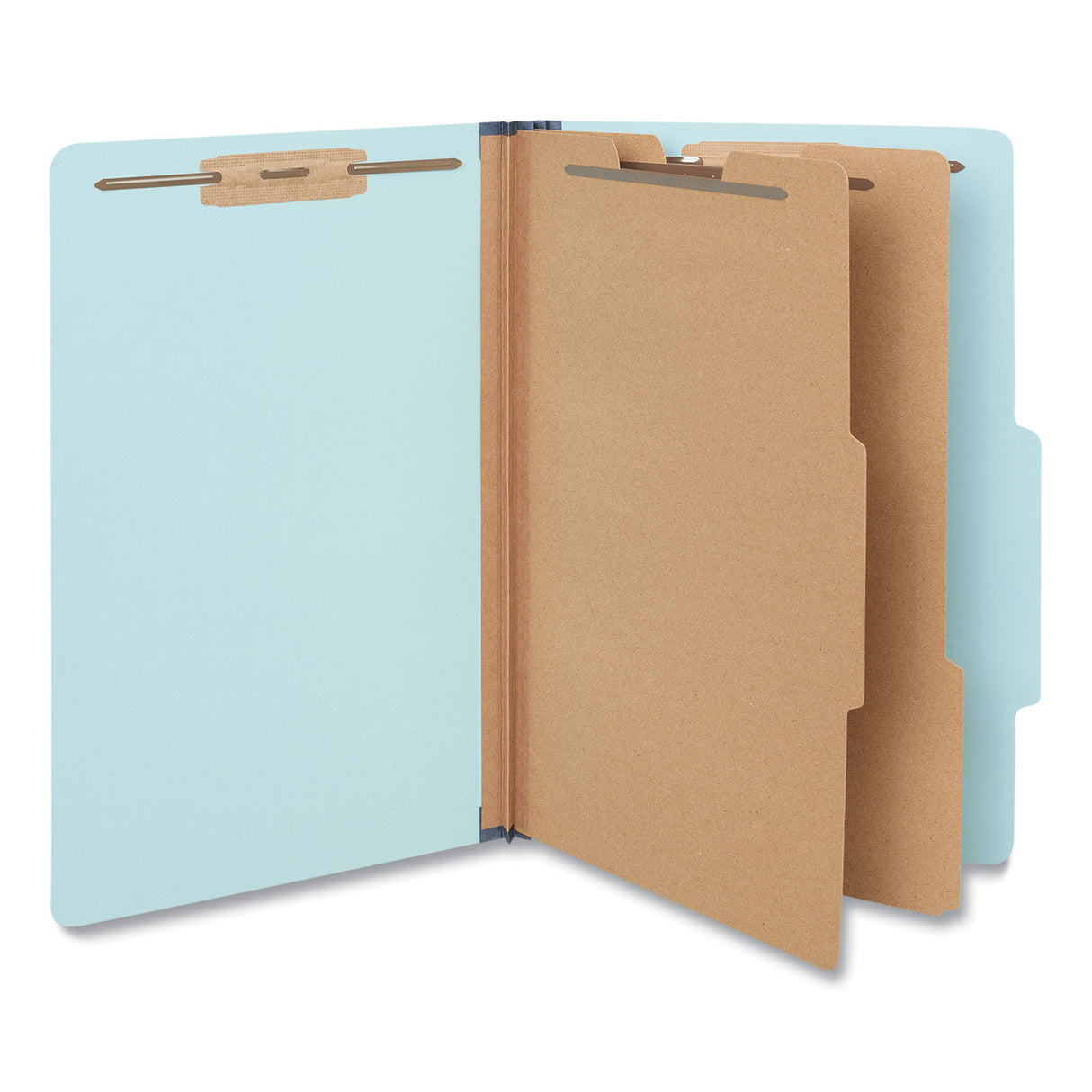 Universal Six-Section Classification Folders, Heavy-Duty Pressboard Cover, 2 Dividers, 6 Fasteners, Legal Size, Light Blue, 20/Box (UNV10406)