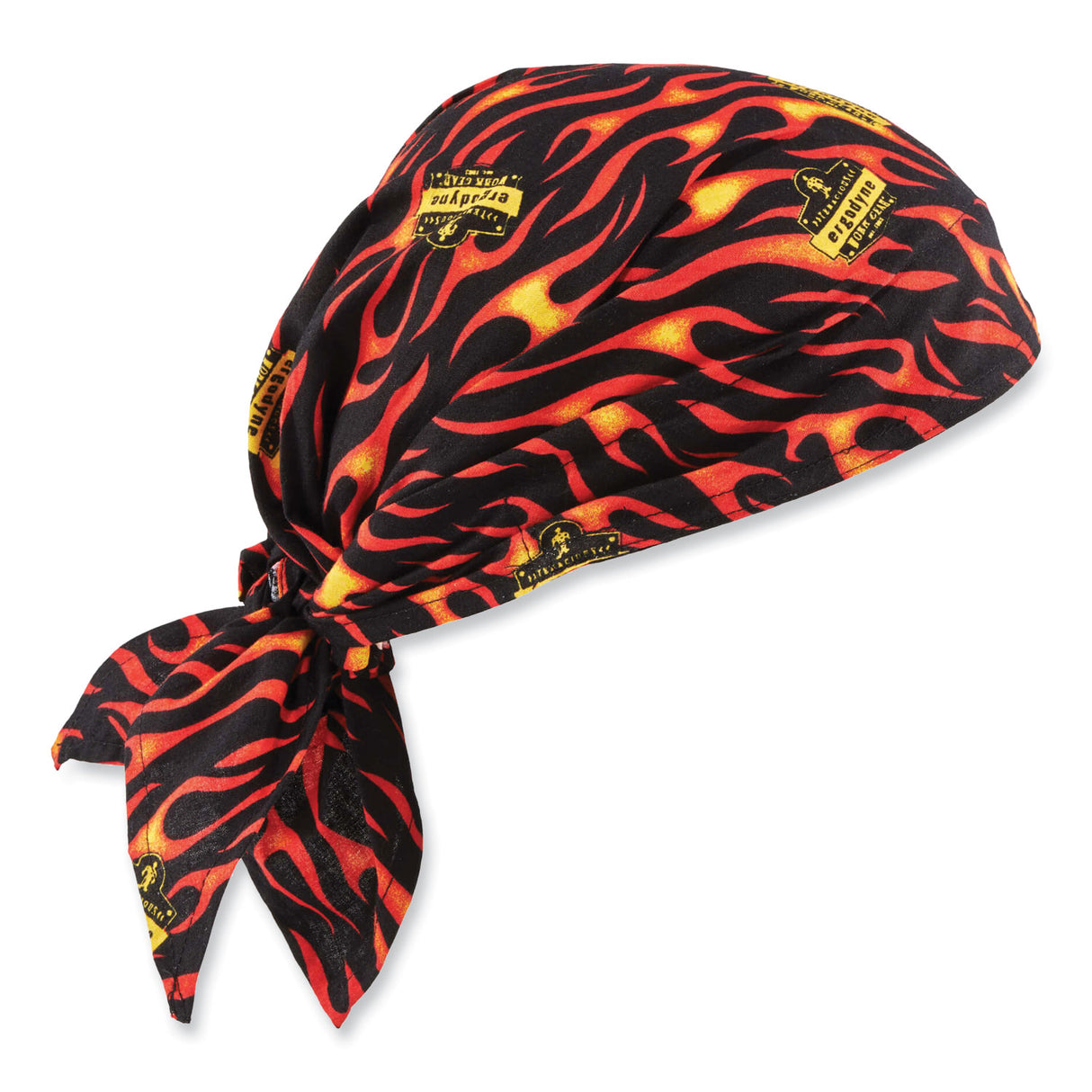 ergodyne Chill-Its 6710 Cooling Embedded Polymers Tie Bandana Triangle Hat, One Size Fits Most, Flames (12328)