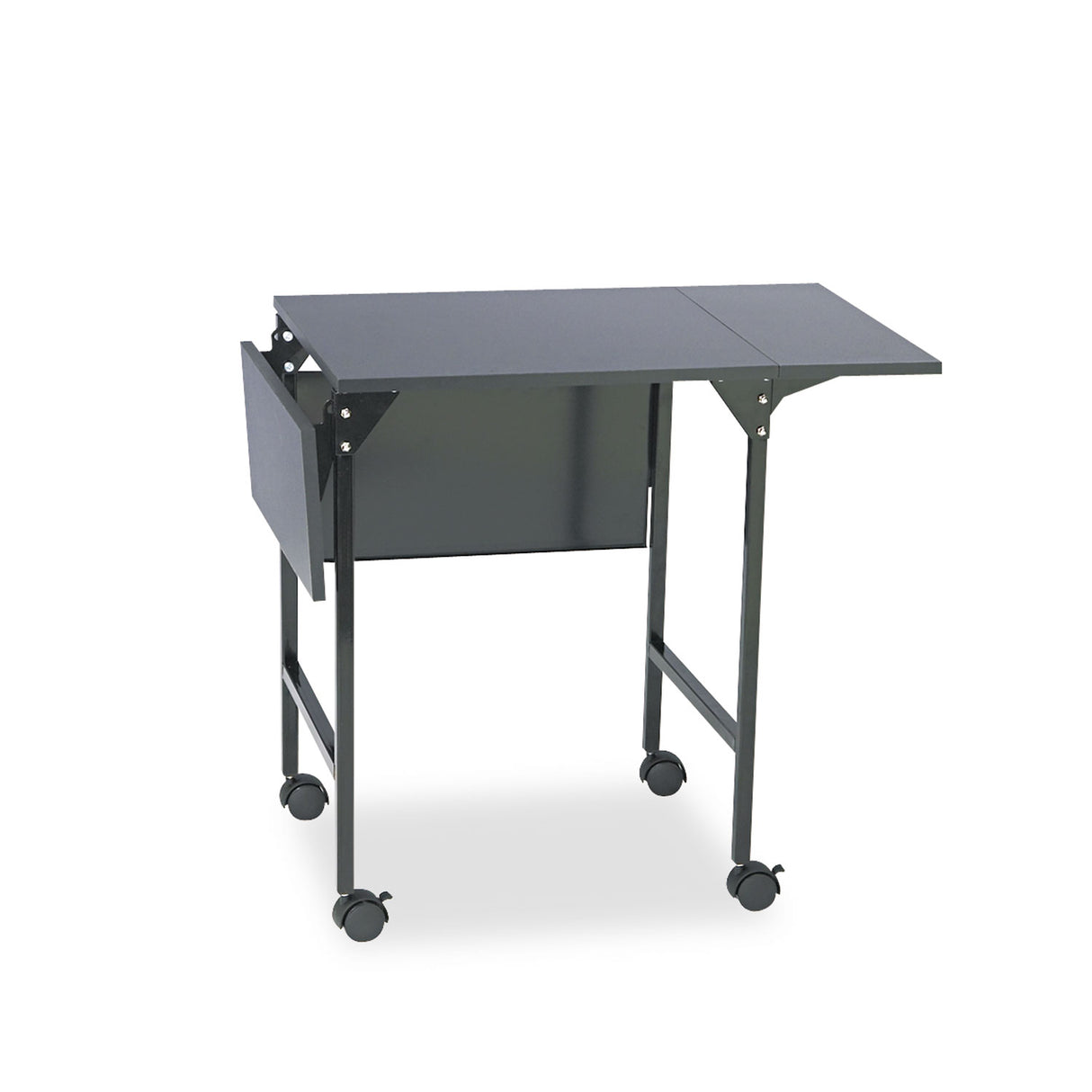 Safco Mobile Machine Stand with Drop Leaves, Metal, 1 Shelf, 20" to 36" x 18" x 26.75", Black (1876BL)