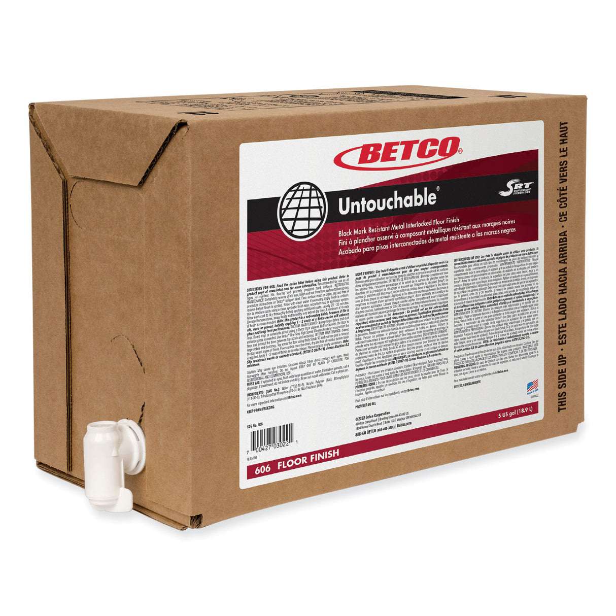Betco Untouchable Floor Finish with SRT, 5 gal Bag-in-Box (606B500)