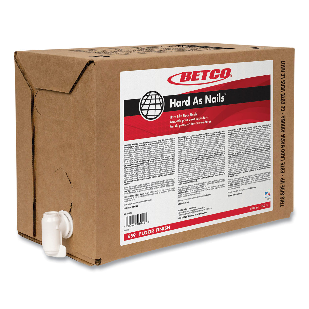Betco Hard as Nails Floor Finish, 5 gal Bag-in-Box (659B500)